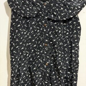 Black and White Speckle Button-Down Women's Shirt